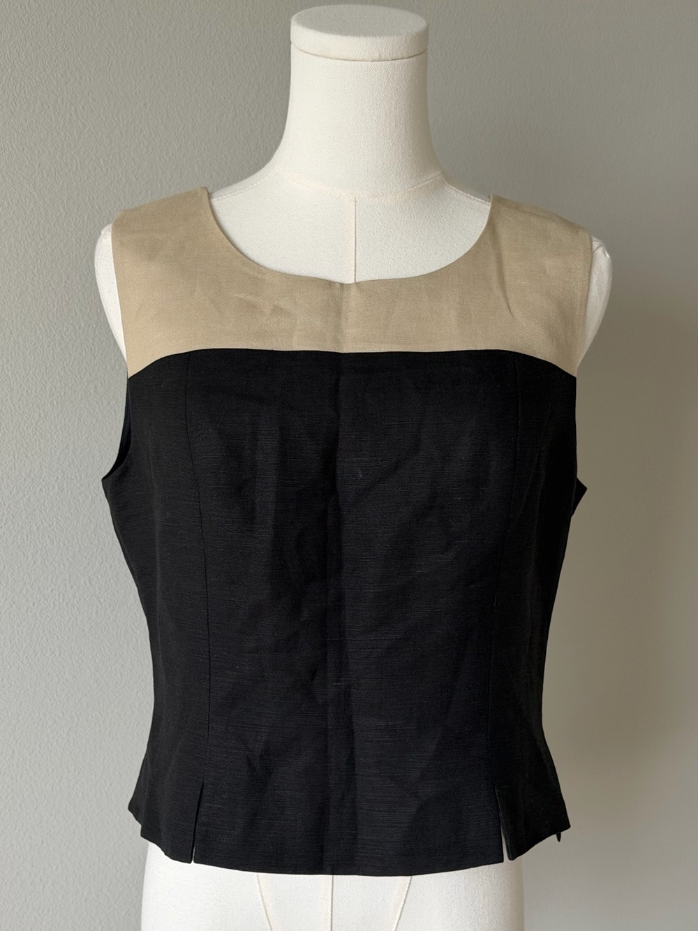 Kasper A.S.L. Petite Colorblock Linen Blend Sleeveless Tank Top - 8P